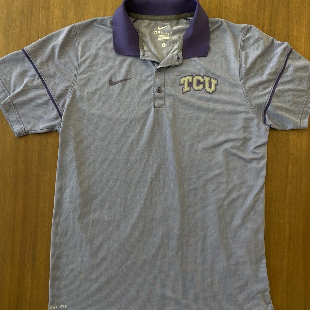 Nike Dri-Fit Collared Golf Polo with TCU Logo